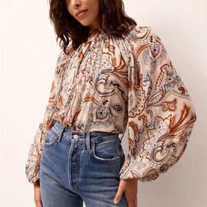Marie Oliver Paisley Blouse - Cream and Orange
